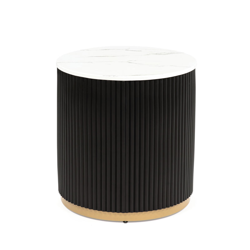 3 pièces Modern Cocktail For Living: 1 table basse, 2 tables de bout, plateau d'inspiration marbre, base, table de base au fini doré dans le style: A Chic Home