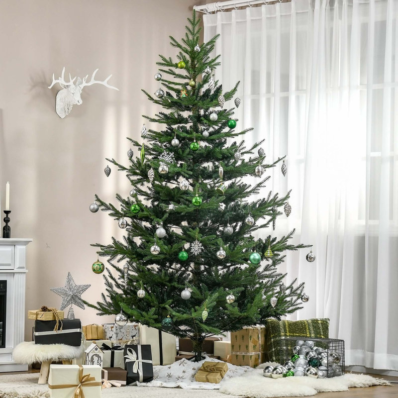 Arbre de Noël artificiel régulier (double) avec aiguilles vertes, 7.4'
