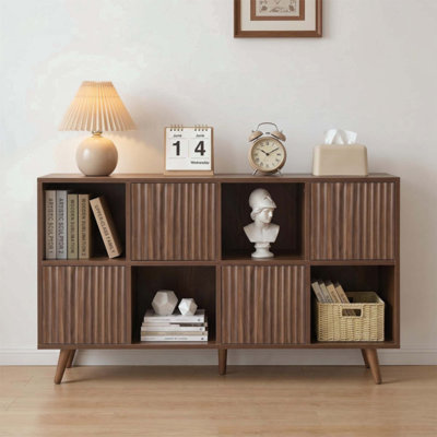Organisateur de rangement pour bibliothèque 8 cubes, armoire de rangement pour bibliothèque avec 4 portes, organisateur de tablette autoportant pour livres, décoration dans le salon, bureau de chambre à coucher