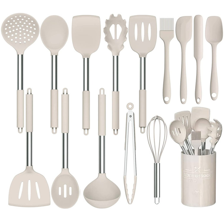 15pcs Silicone Cooking Utensils Set Dishwasher Safe Spatula Spoon