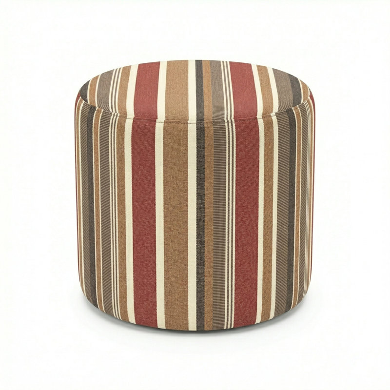 Berlin Gardes Lilly Hive 18" Round Pouf, Red/Beige