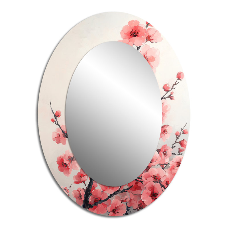 Décoration de miroir rose ovale rose rose, 40 po x 30 po
