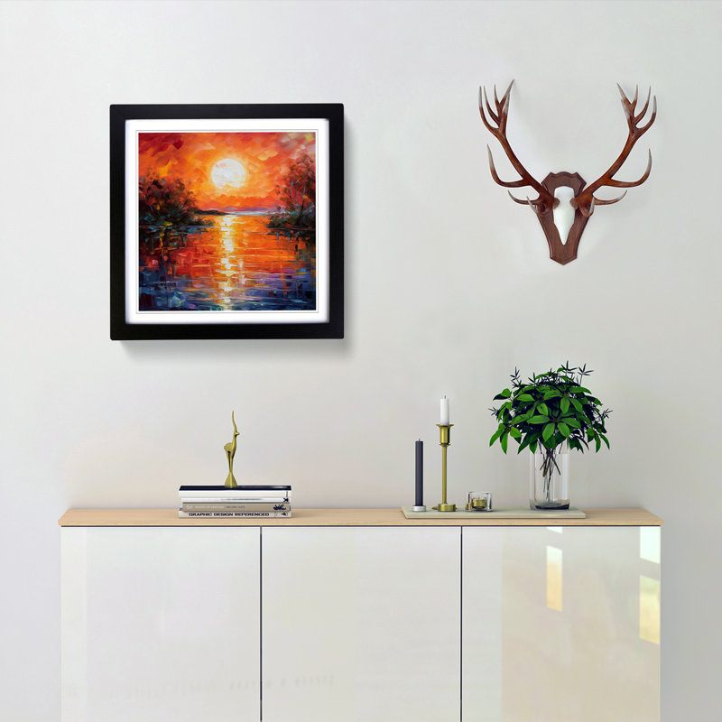 Sunset Palette Knife No.1 - Framed Print, Black
