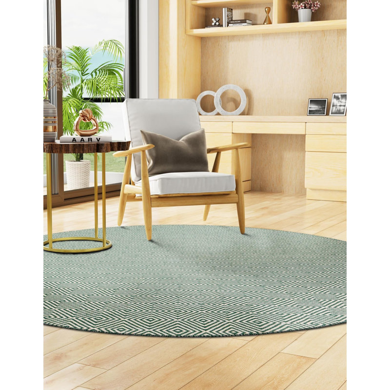 Tapis contemporain Contemporary vert, Rond 3 pi 1 po