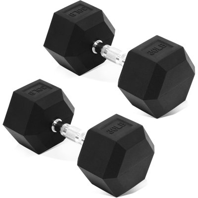 110 Lb Hex Dumbbell Set, Rubber Encased Free Weights for Strength Training & Home Gym Fitness, Hand Weight Exercise Equipment