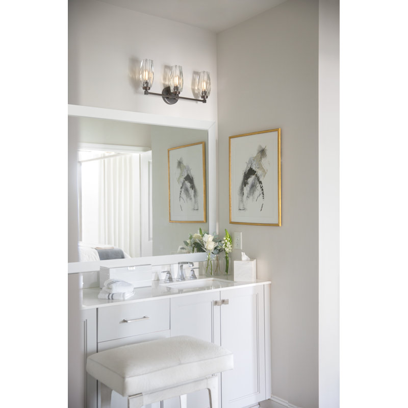 Ana Black Oxide 3-Light Vanity with Faceted Crystal Shades