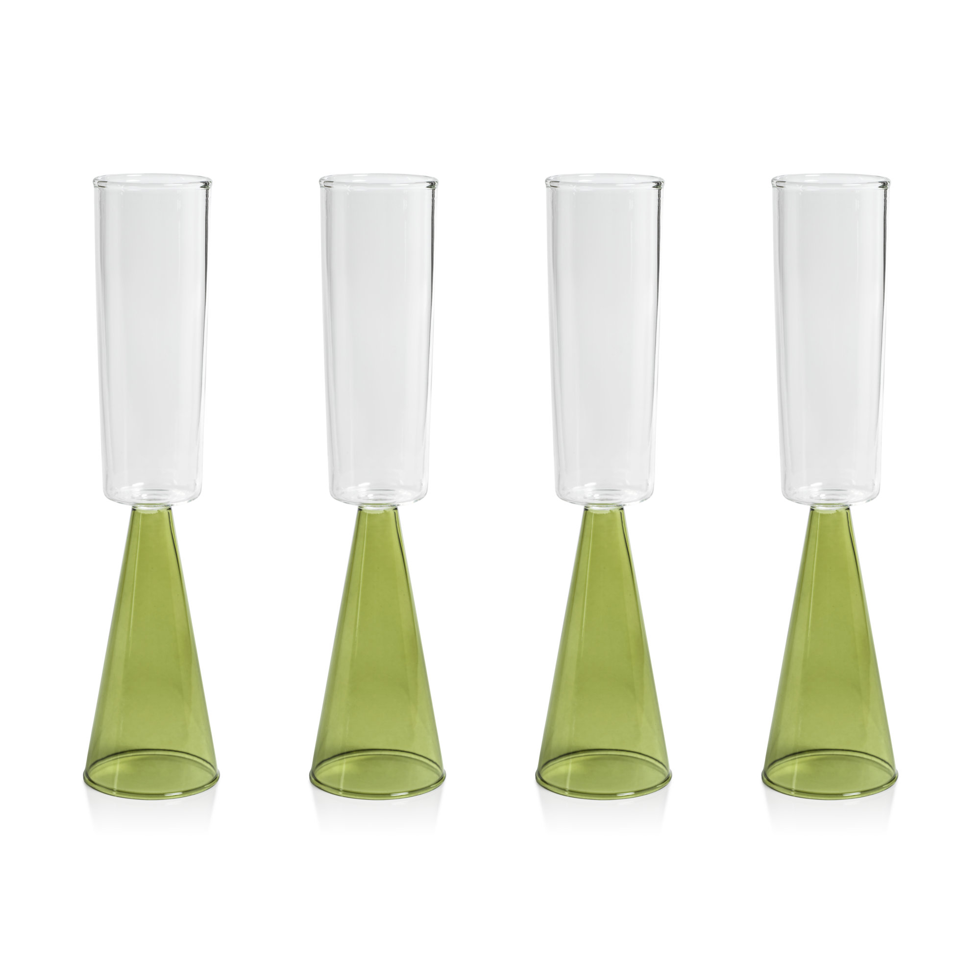 Monticello Champagne Flutes, Set of 4, Green