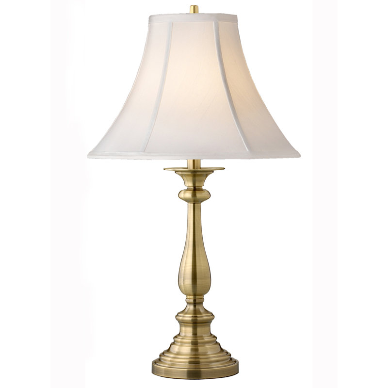 Elegant Satin Antique Brass Table Lamp with White Shade