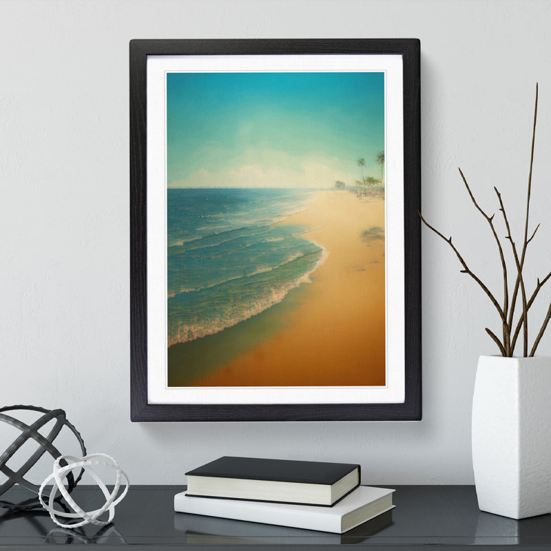 Beach At Sunrise - Single Picture Frame Print, 64cm H x 46cm W x 2cm D, Black Framed