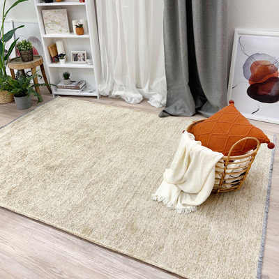 Tapis en coton beige lavable Alfa Rich Arroyo