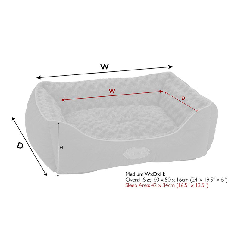 Wilton Polyester Pet Bed, 16cm H x 60cm W x 50cmD, Brown/White