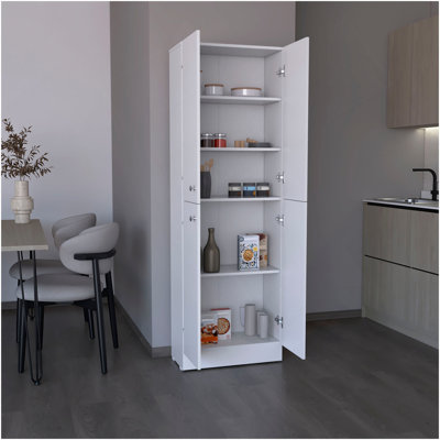 Garde-manger H 71 po, 4 portes, 5 tablettes réglables, blanc