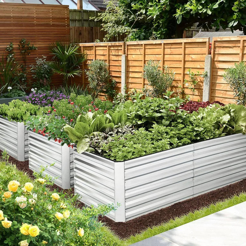 Ensemble de lit de jardin surélevé galvanisé 2Pack Denishia, jardinière extérieure, H 23,62 po x l 94,49 po x P 47,24 po