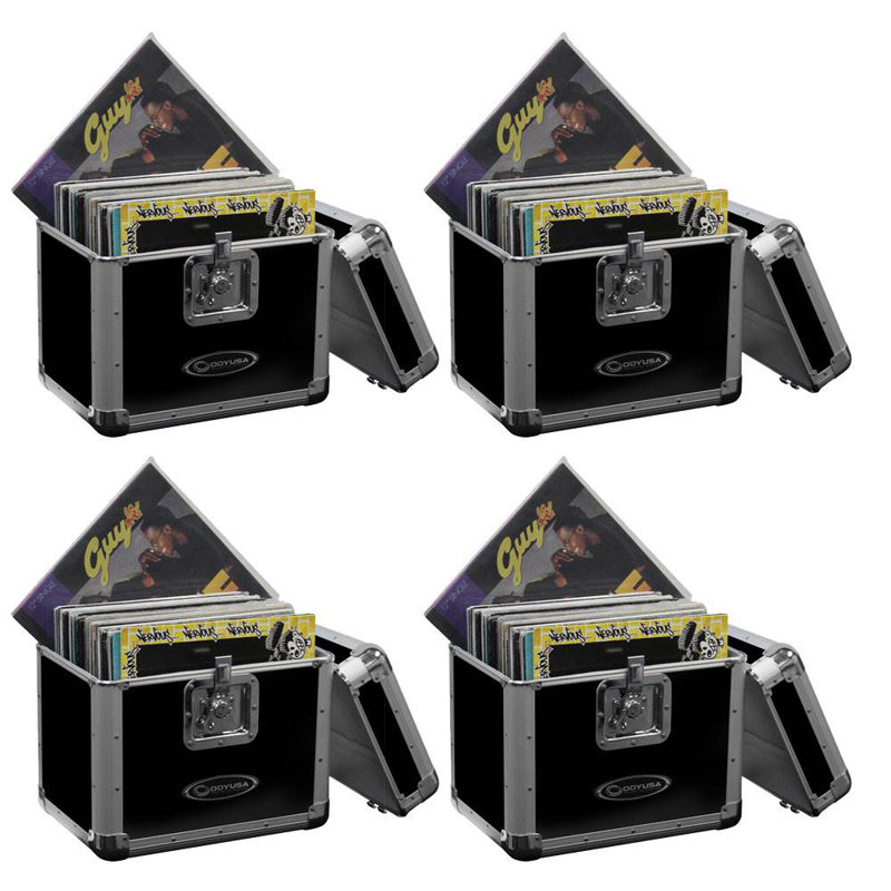 Odyssey LP Vinyl Records Stacking Utility Krom Transport Case (4 Pack)