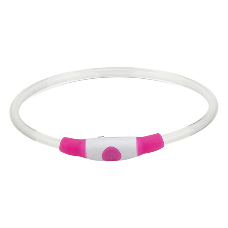 Collier USB rechargeable pour chien avec 3 modes, 27,55 pouces, rose, Rose