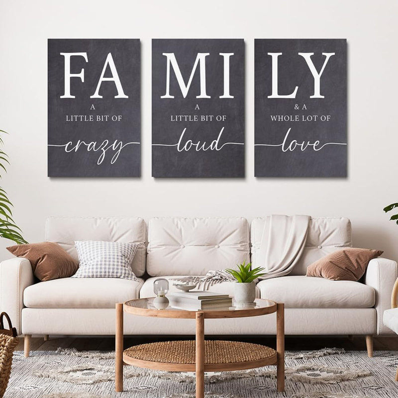 3 Piece Wrapped Canvas Print, 40 cm H x 30 cm W, Grey