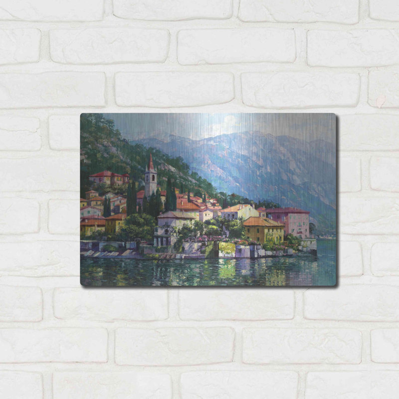 Reflections of Lake Como par Howard Behrens - Peinture sur métal sans cadre, H 12 po x l 16 po x P 0,13 po