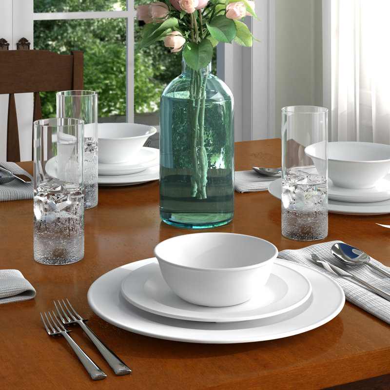 Service de table 12 pièces en mélamine, service pour 4 Nustone