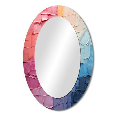 Abstract Patchwork III - Large Oval Wall Mirror On Metal
