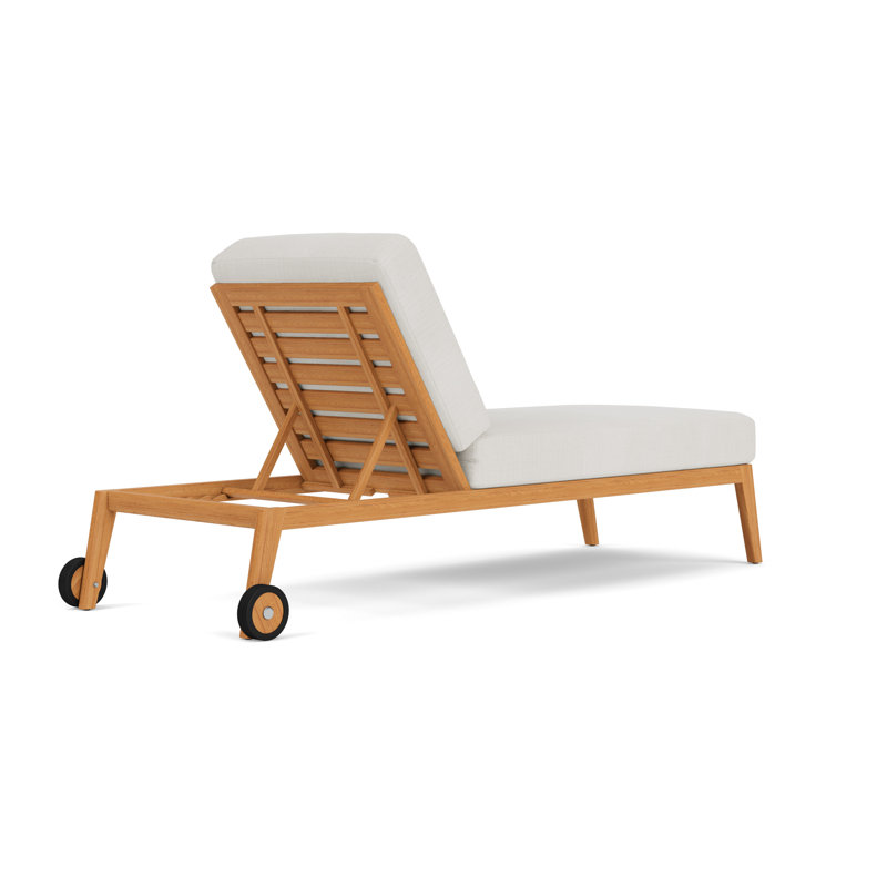 Alpine Outdoor Teak Chaise Lounge, Rollo Linen