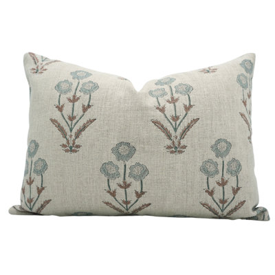 Fabdivine Boho Handmade Block Print Floral Throw Pillow Cover Artisan Decorative Cushion Cover for Living Room & Bedroom-Amitab