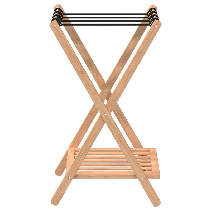 Foldable Bamboo Luggage Rack with Storage Shelves