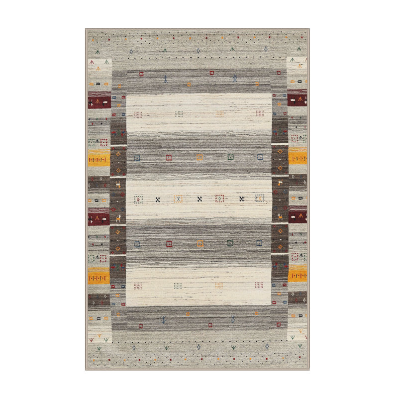 Tapis gris / beige Njourisenga, Rectangle 7 pi x 9 pi