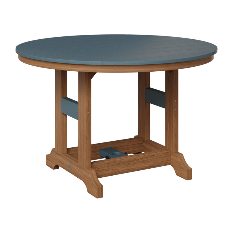 Garden Classic Outdoor Round Bar Table, Slate, Antique Mahogany