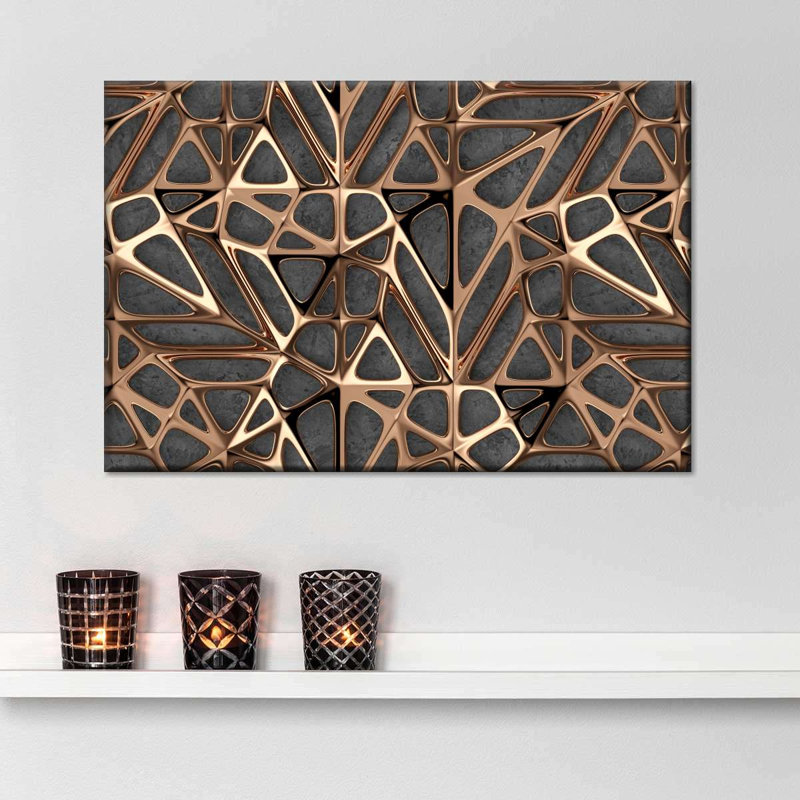 " Gold Metal Lattice Canvas Print ", 24" H x 36" W x 1.25" D