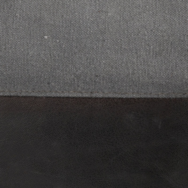 Repose-pieds carré avec coutures en cuir et toile