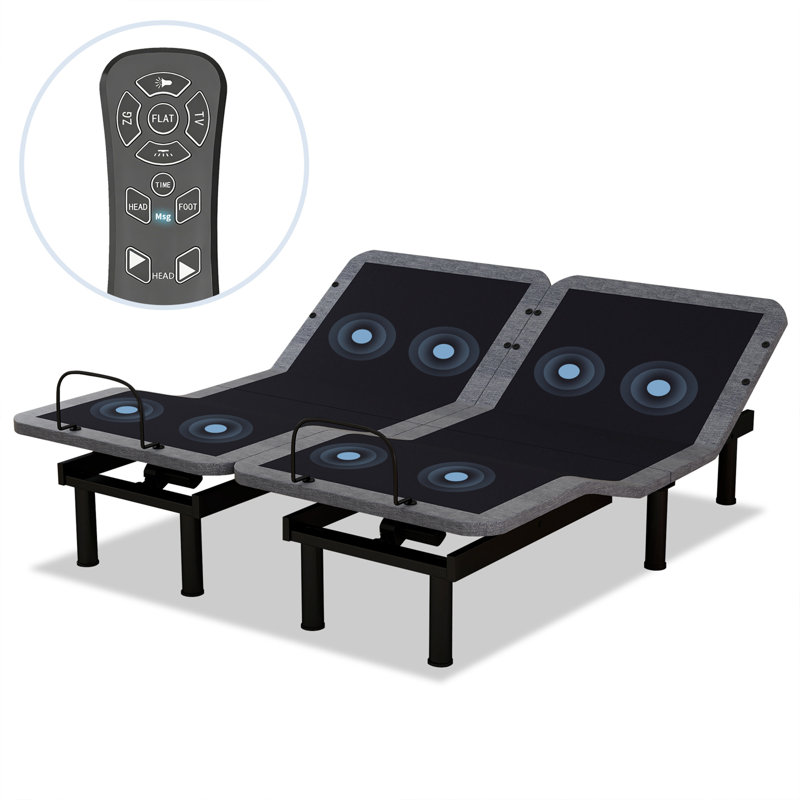 Adjustable Smart Bed Base - Remote Control, Zero Gravity, Massage, USB Ports, Split King