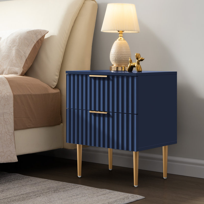 Rishaw Fluted Nightstand With 2 Drawers (Set of 2)