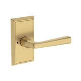 Kinsella Privacy Lever with Chamfered 5in Rose in Lifetime (PVD) Polished Brass