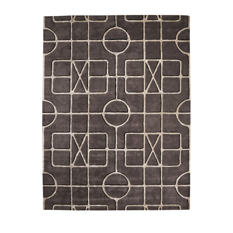 Wool Area Rug in Gray, Rectangle 11' x 14'