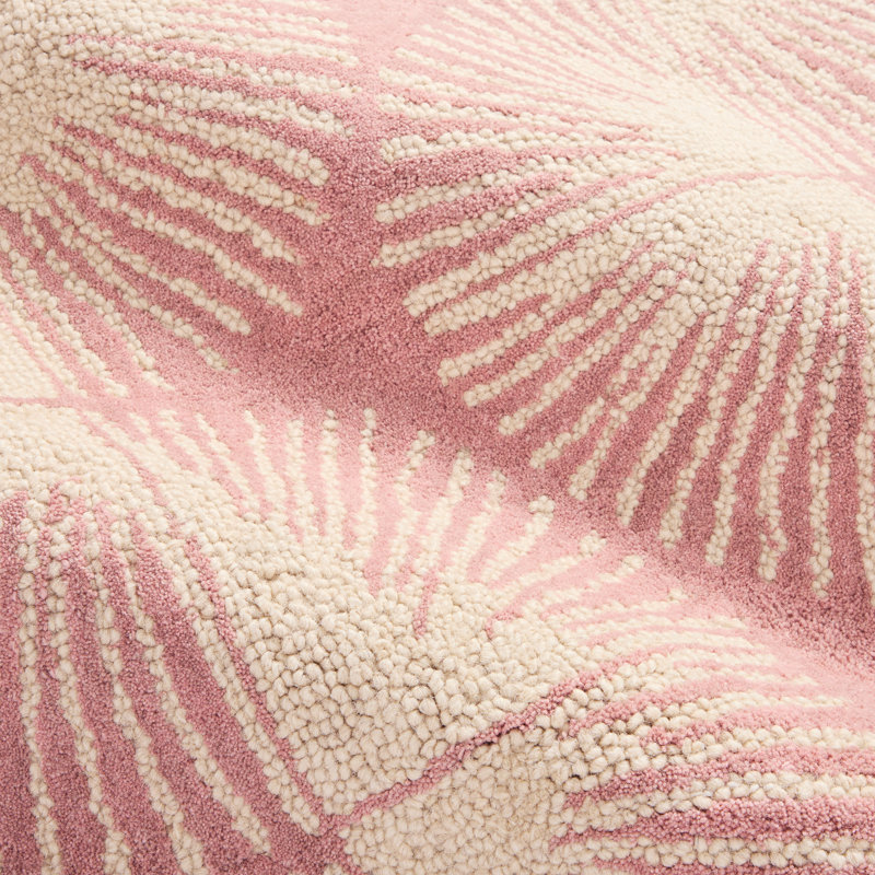 NICOLE MILLER NEW YORK Kendall Fluted Geo Handcrafted Wool Area Rug Rose, Runner 0'7" x 2'5"