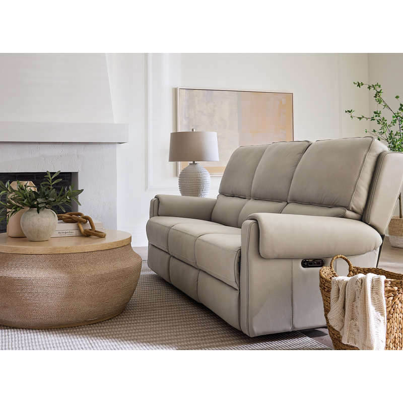 SS Leather Power Reclining Sofa, Somers Dark Taupe