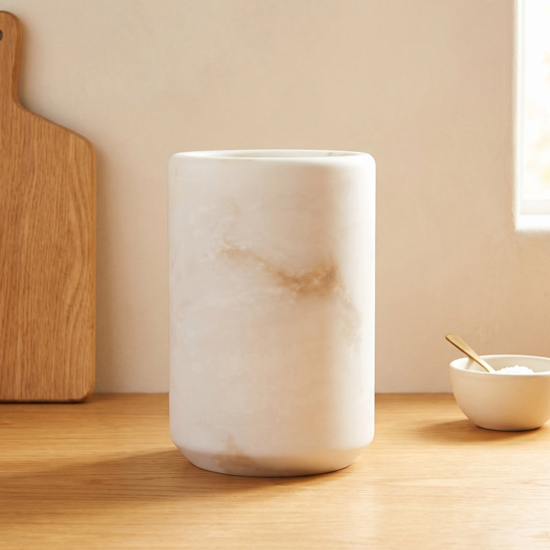 Alabaster Canister, 6" H x 4" W x 4" D