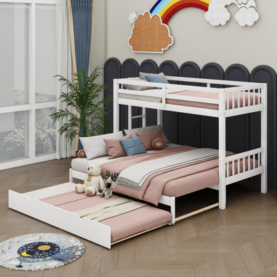 Jeilany Kids Twin Over Full Bunk Bed with Trundle