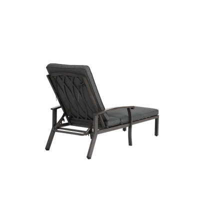 Chaise longue réglable en fonte d'aluminium avec roulettes, résistante aux intempéries