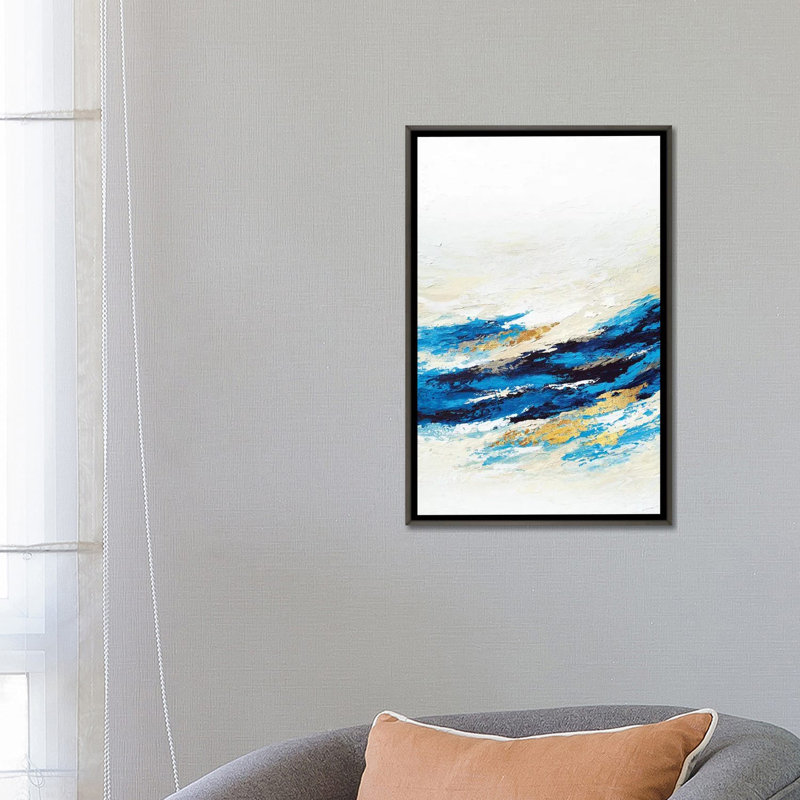 «Serenity Wave» par Spell rebond Fine Art - reproduction d'art, 26" H x 18" W x1.5" D, Pas de tapis, Dark Rustic Wood Frame