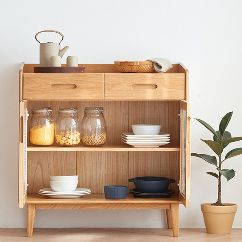 Small And Simple Glass Accent Cabinet, 37.01" H x 39.37" W x 15.75" D