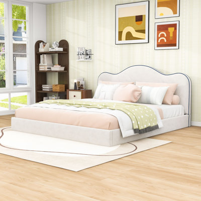 Elegant Upholstered Platform Bed with Headboard