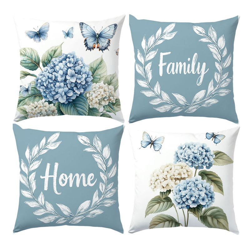 4 Pcs Floral Pattern Decorative Pillow Covers