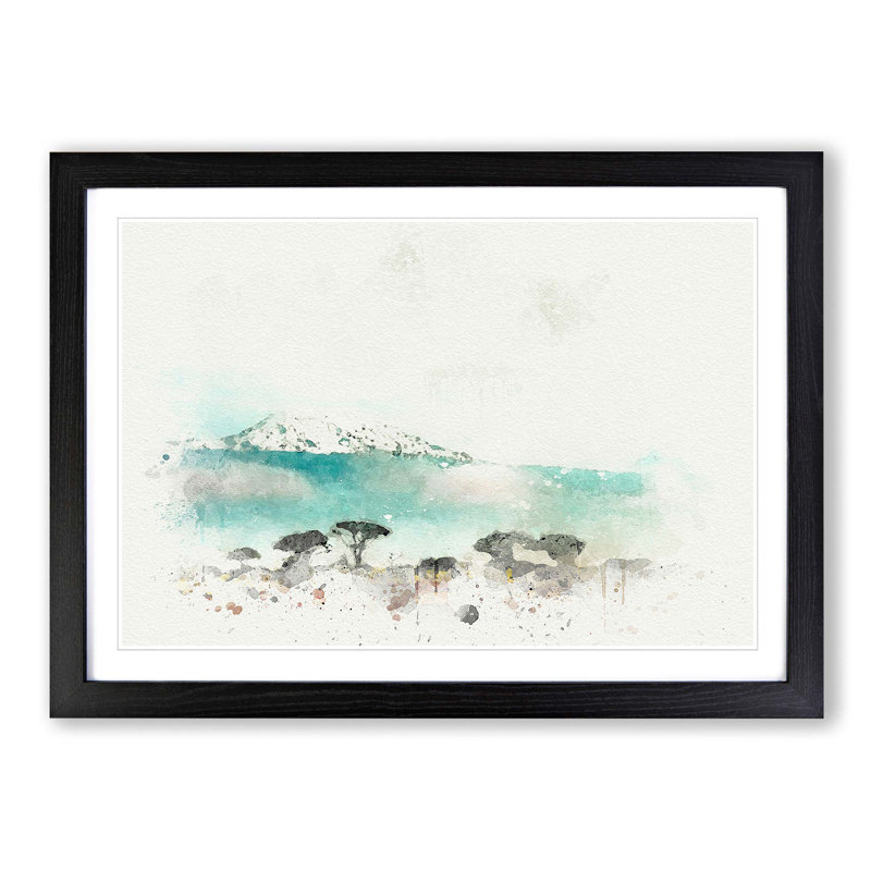 Mount Kilimanjaro in Tanzania in Abstract - Picture Frame Graphic Art Print on MDF, 36cm H x 48cm W x 2cm D, Black Framed