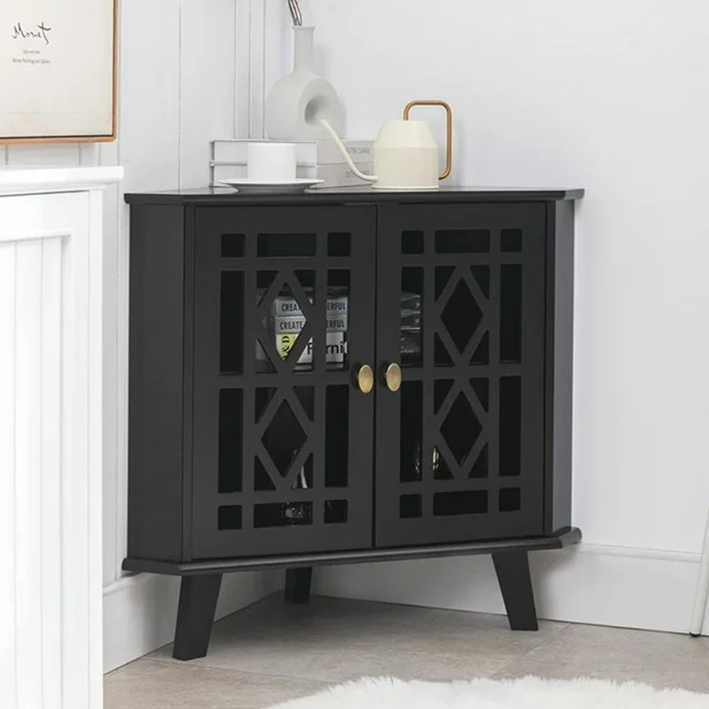 Ashkan Accent Cabinet, 29.92" H x 32.3" W x 16.9" D, Black