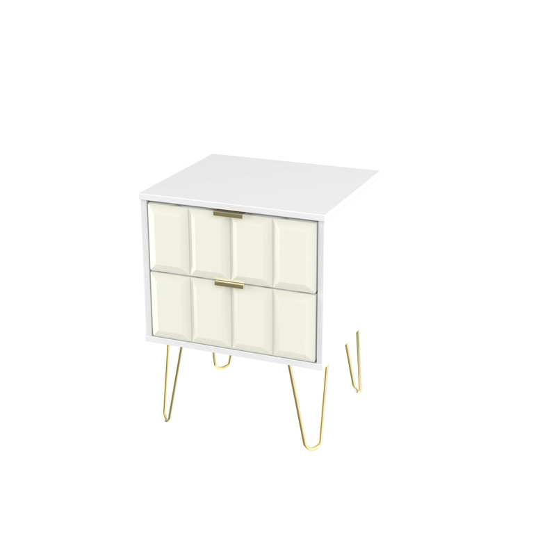 Allem 2 Drawer Bedside Cabinet (Ready Assembled), Kashmir Matt/White