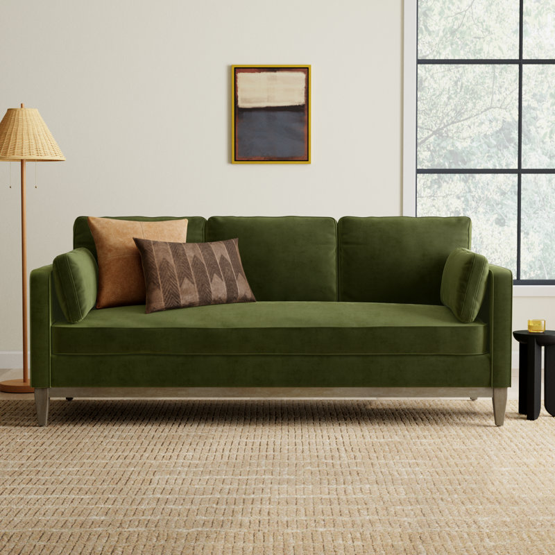 Pera 84'' Velvet Sofa, Olive Green Velvet