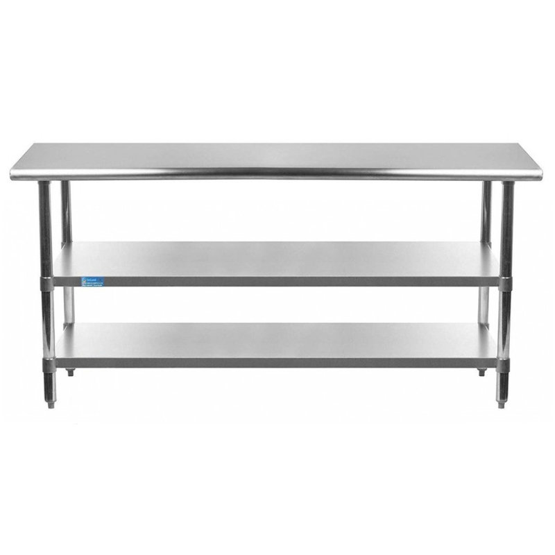 72" Stainless Steel Work Table with Galvanized Shelves