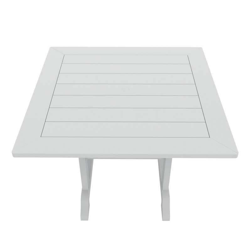 Laguna Square Outdoor Dining Table With Umbrella Hole , 43'' in. W 43'' in. D, White