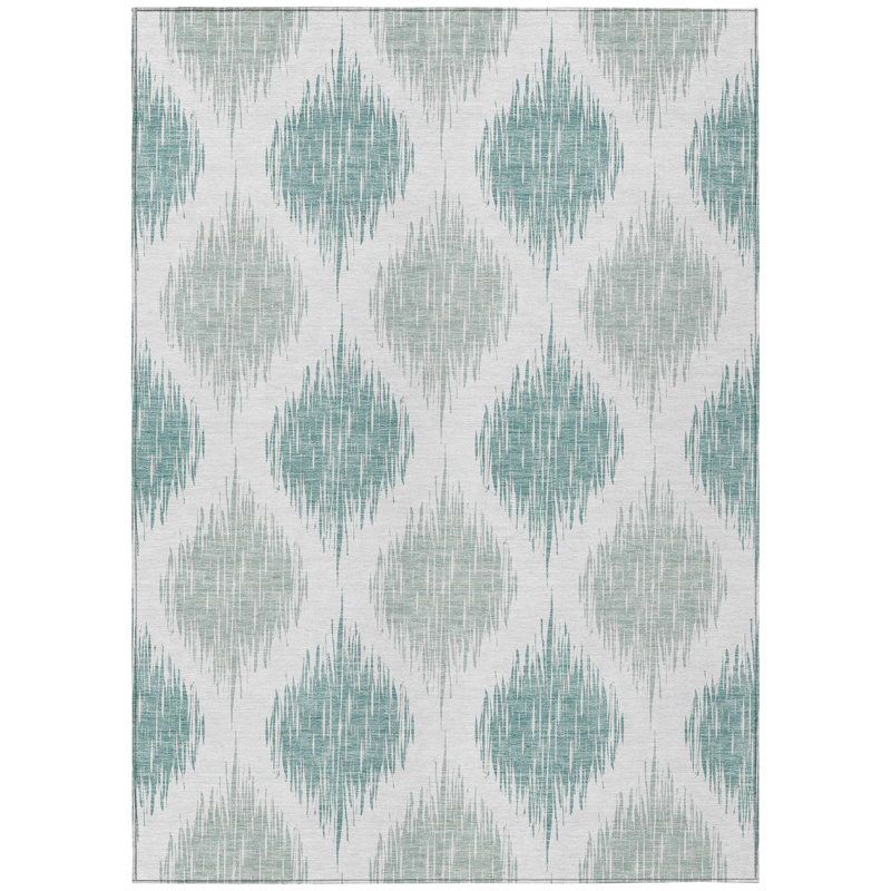 Tapis bleu sarcelle ivoire et ivoire ivoire 5 pi x 8 pi